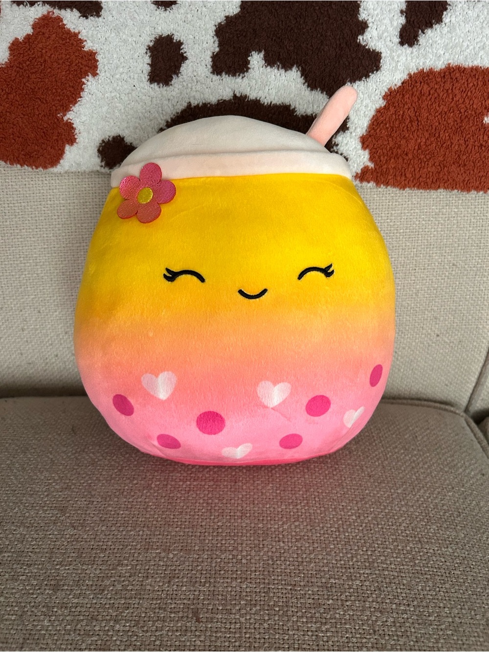 Squishmallows Bergit the Boba Tea Plush 12” Kids Stuffed Toy Pre-Owned Cute